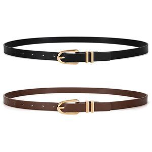 2 Pack Women Skinny Pu Leather Belt Ladies Thin Leather Plus Size Waist 9825